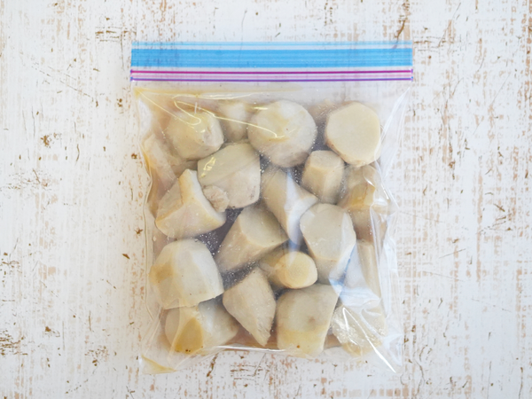 里芋の味付けをしてから冷凍保存